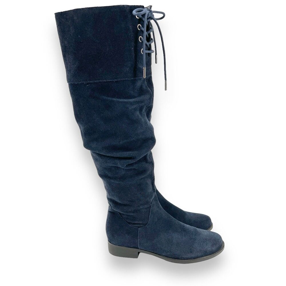 MATISSE Camila Womans 19"‎ Thighs High Navy Blue Leather Suede Boots 6.5 Winter